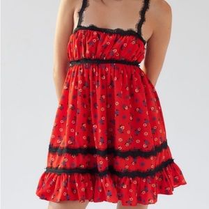 UO Eliana Strappy-Back Floral Babydoll Dress